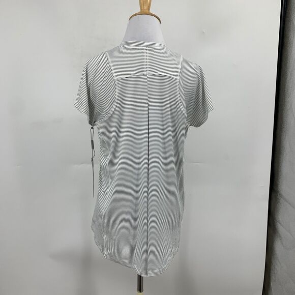 Calvin Klein T Shirt Womens Medium White Black Striped Performance Short Sleeve - Picture 5 of 14